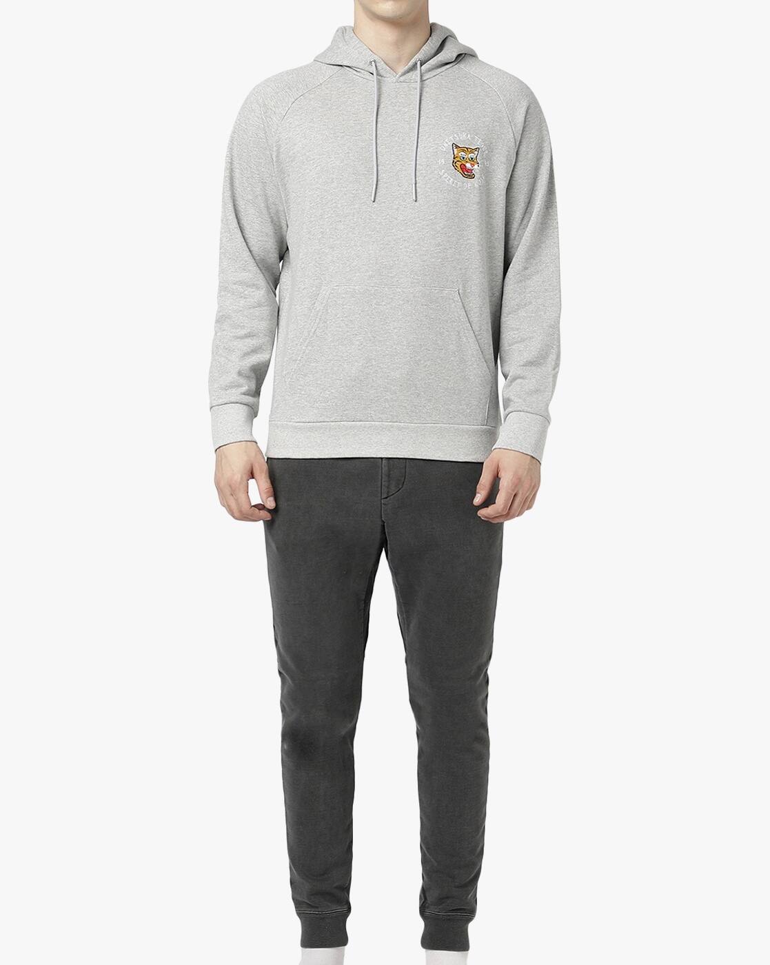 Buy Onitsuka Tiger Regular Fit Sweat Hoodie | Grey Color Men