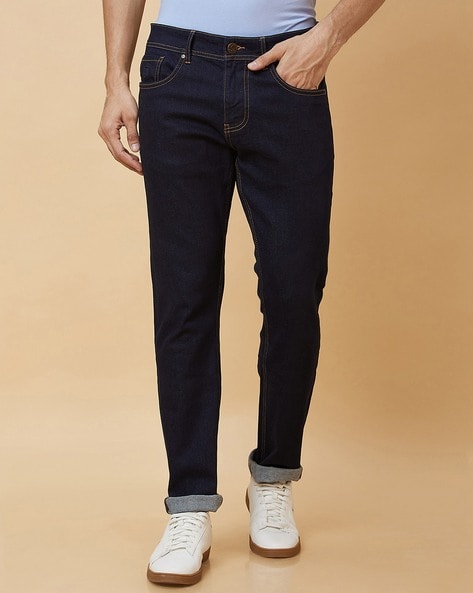 Buy Men Dark Blue Cotton Slim Fit Knee Slash Mid Rise Jeans-lmd.edu.vn