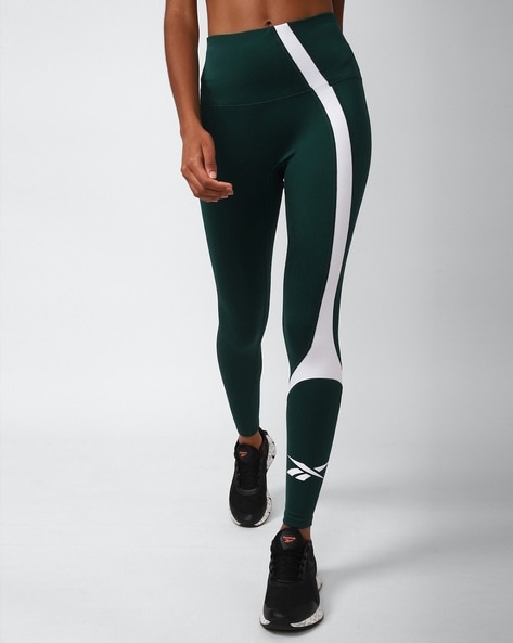 Buy Green & White Leggings for Women by Reebok Online