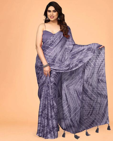 Online Shopping of Shibori Crepe Purple Colour Saree in India