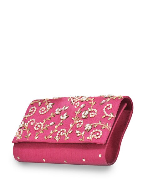 Hot Pink Rhinestone Embellished offers Envelope Clutch