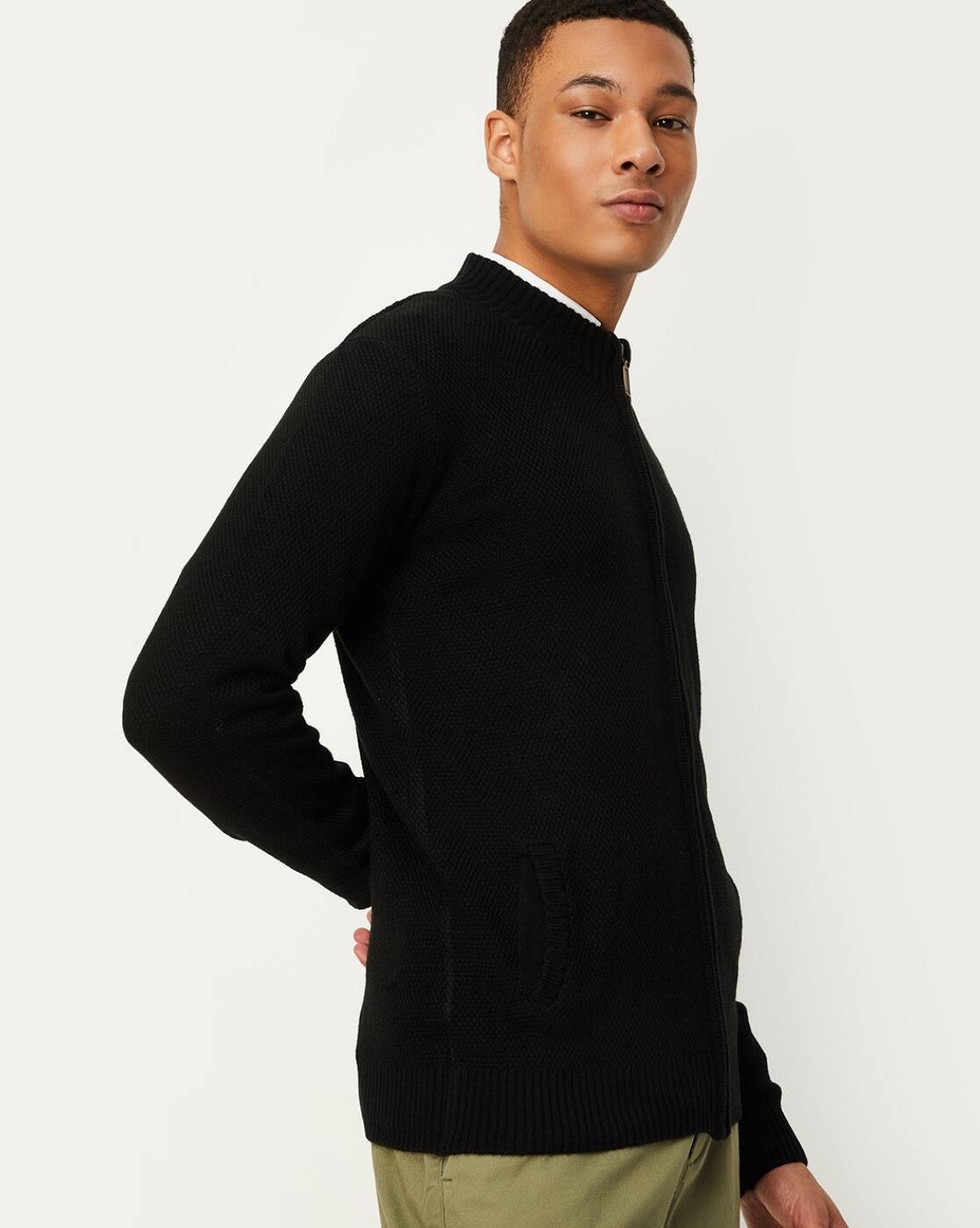 Buy MAX Men Open-Front Cardigan with  Online | Ajio.com