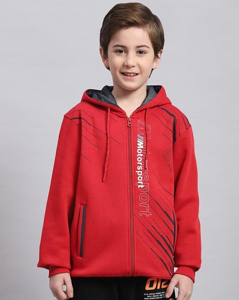 Boys red zipper hoodie best sale