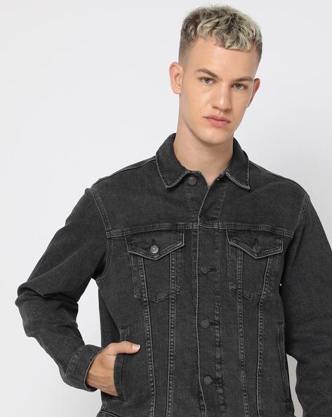 Gap mens black denim on sale jacket