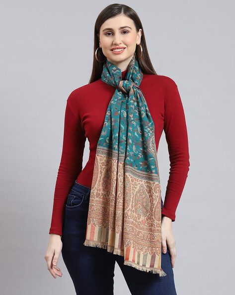 Women Paisley Print Stole with Rectangular Shape Price in India