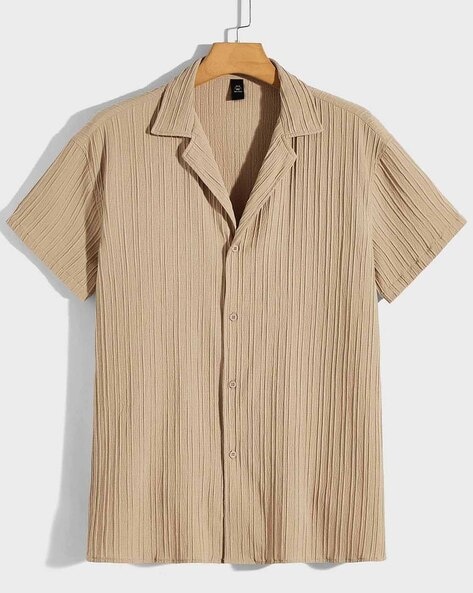 Cuban Collar Shirt with Short Sleeves