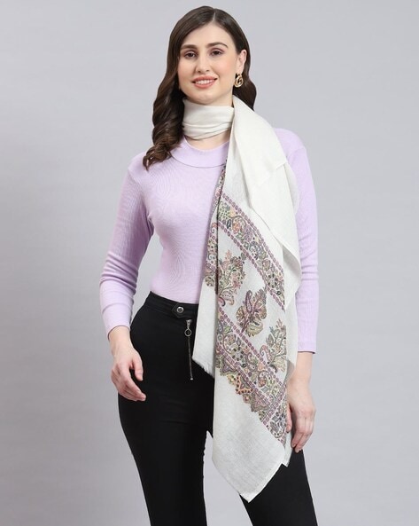 Women Floral Print Stole with Rectangular Shape Price in India