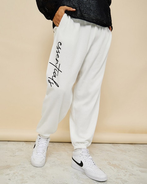 Buy Styli Men Cream Side Placement Print Oversized Joggers - Track
