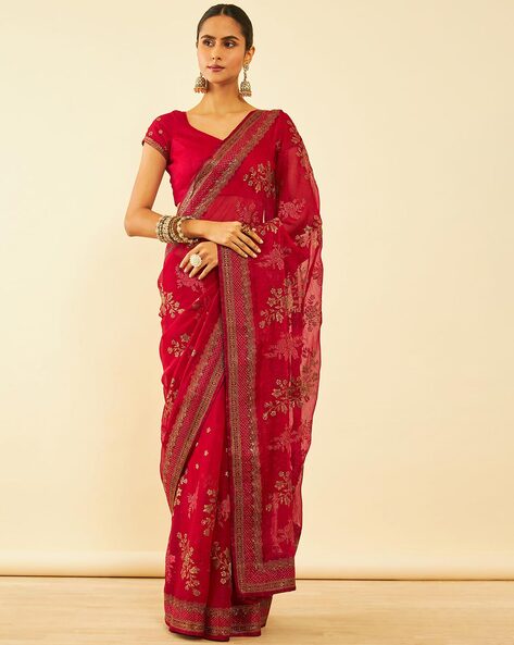 Soch Women Embroidered Chiffon Saree