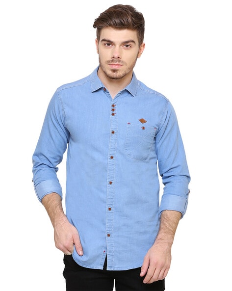 Top 192+ denim shirt blue colour