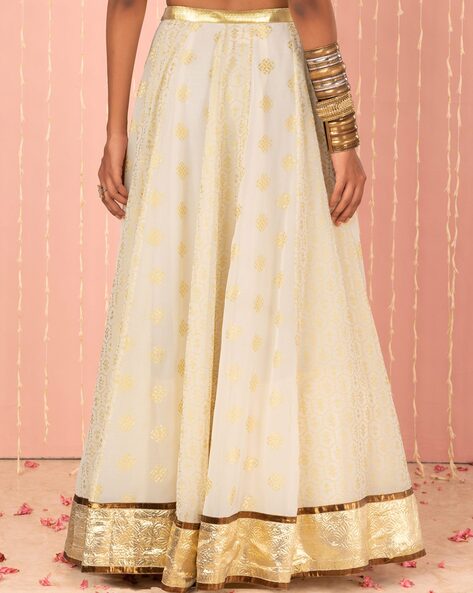 Gold Tissue Circular Flare Lehenga Skirt – Talking Threads