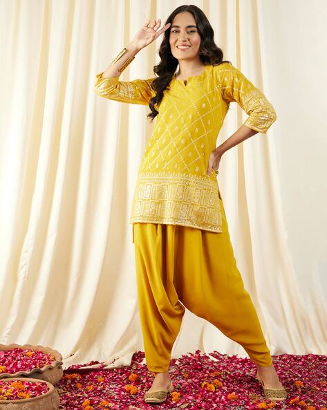 Buy Yellow Fusion Wear Sets for Women by SVARAA Online