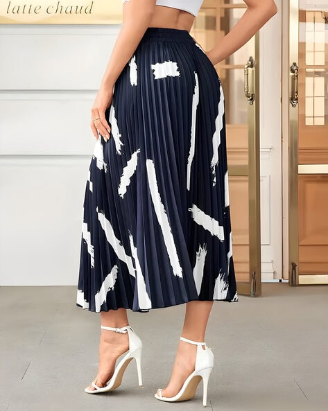 Women Printed A-Line Skirt with Elasticated Waistband