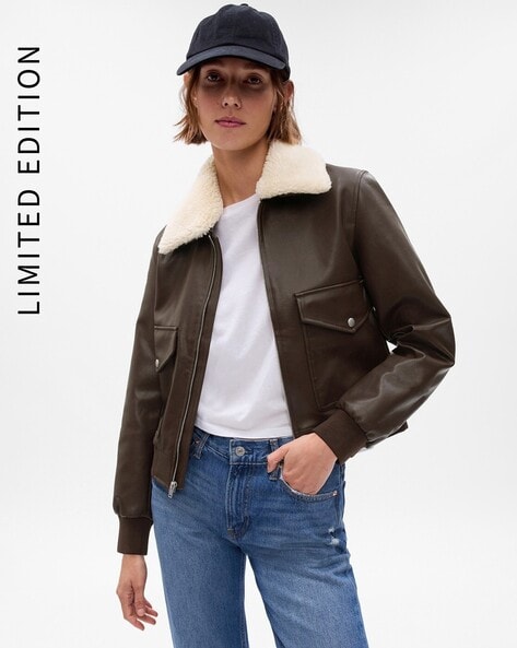 Gap faux on sale leather jacket