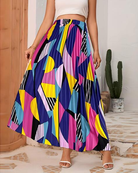 Geometric Print A-Line Skirt