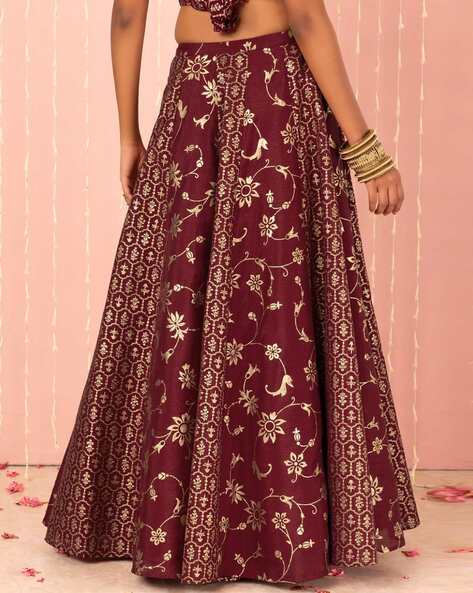 Buy HALFSAREE STUDIO Gold Banarasi silk Zari Woven Lehenga Choli Online at  Best Prices in India - JioMart.