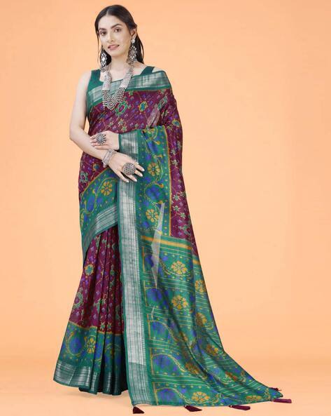 MIRCHI FASHION Women Patola Print Saree with Tassels