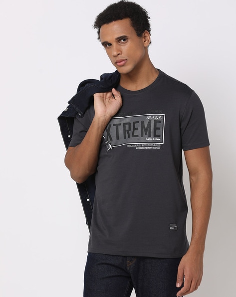 Men Graphic Print Slim Fit Crew-Neck T-Shirt