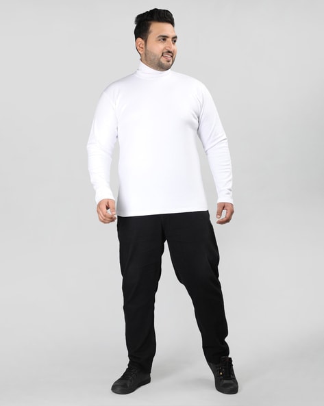 Buy CHKOKKO White Turtle Neck T-Shirt online