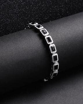 french accent Men Silver-Plated Stone-Studded Bracelet-picture-25