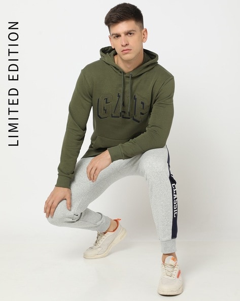 Men Brand Print Regular Fit Hoodie