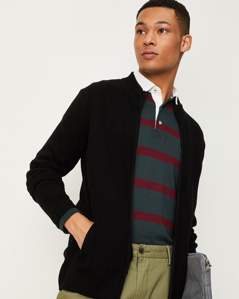 Black cardigan shop with belt