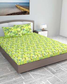 divine casa 144 TC Leaf Print King-Size Bedsheet with Pillow Covers-picture-14