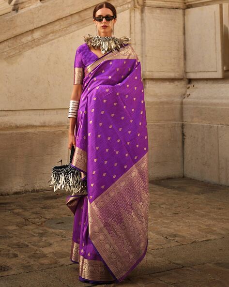 Engagement, Reception, Wedding Purple and Violet color Organza Silk, Silk  fabric Saree : 1909302