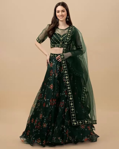 Green banglori silk partywear lehenga choli with heavy dupatta | Indian  dresses for women, Simple lehenga, Indian lehenga choli