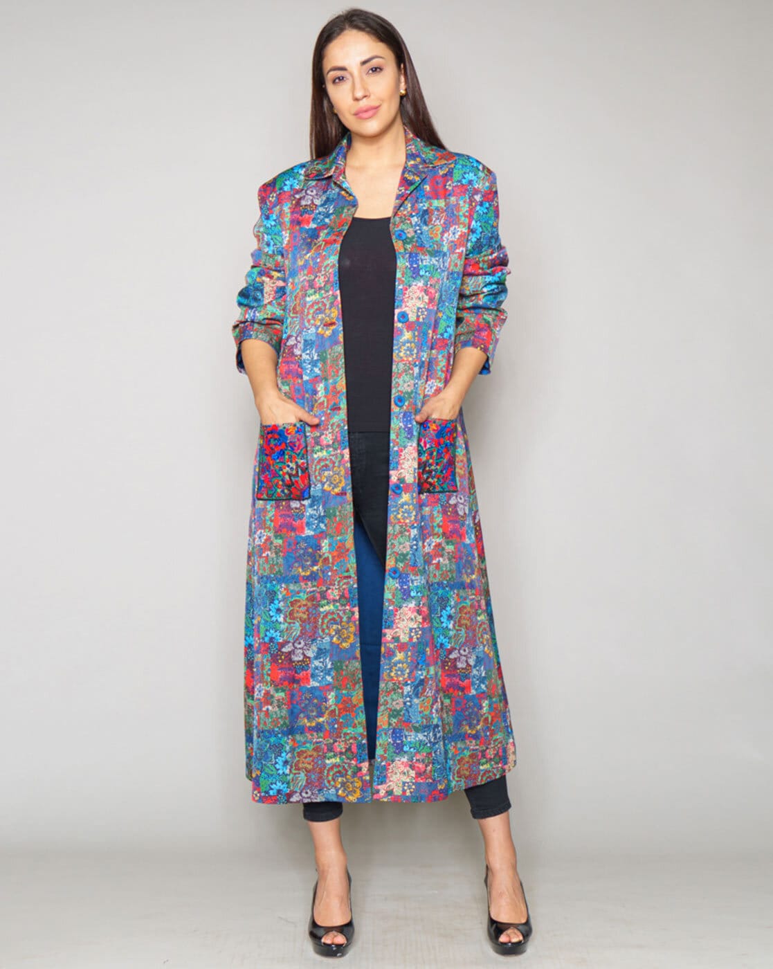 Printed on sale long jacket