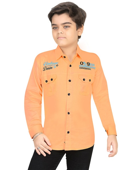 Shop Stylish Orange Boys Shirt Printed Online In India