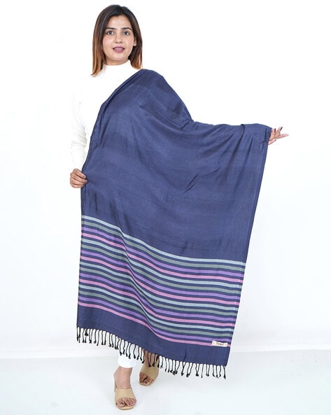 Women Striped Stole with Tassels Price in India