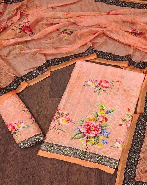 Women Embroidered Unstitched Dress Material Price in India