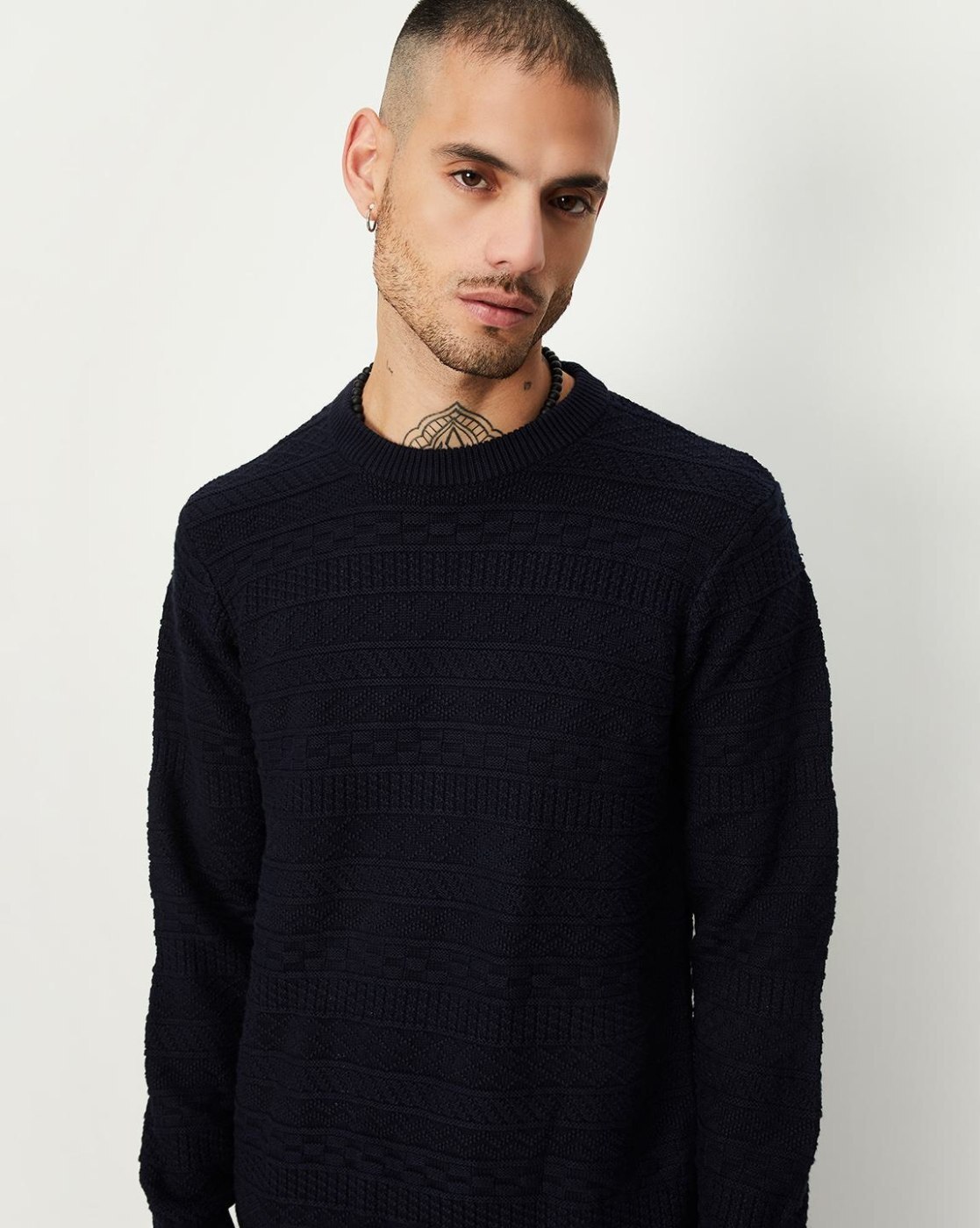 Men Regular Fit Cowl-Neck Pullover