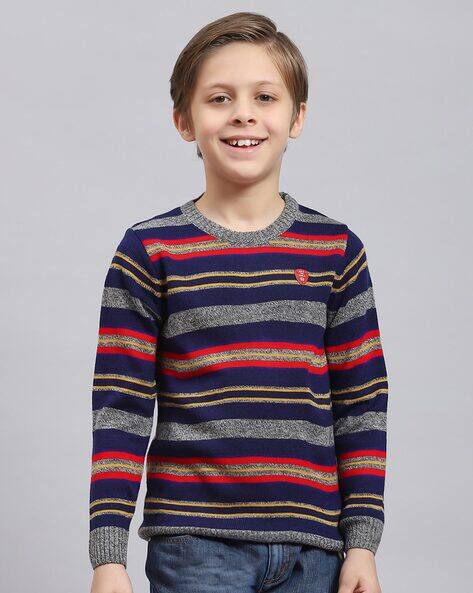 Monte Carlo Blue Sweater For Kids Monte Carlo Boys Stripes Navy