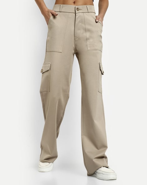 Buy Cream Trousers & Pants for Women by Fig Online | Ajio.com