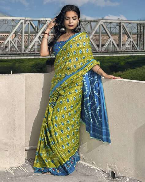 Light Green Kanjivaram Handloom Silk Saree With Yali Motif | Singhania's