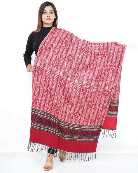 Women Floral Printed Stole with Tassels Price in India