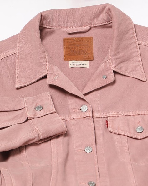 Deals Denim Pink Levi Denim Jacket Women Light-Wash Regular Fit Denim Jacket