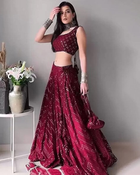 Red Maroon Bridal Lehenga Choli With Zardozi SFINSB81 – Siya Fashions