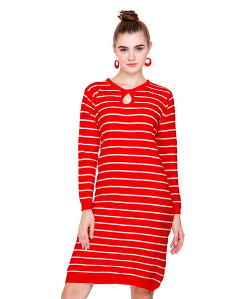 Buy Gausha & Mau Women Striped Sweater Dress Online | Ajio.com