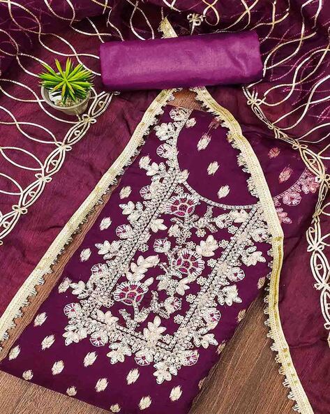 Embroidery Unstitched Dress Material Price in India