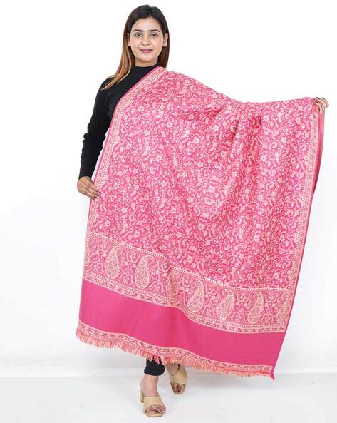 Women Paisley Printed Shawl with Tassels Price in India