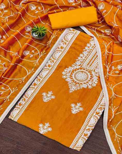 Embroidery Unstitched Dress Material Price in India