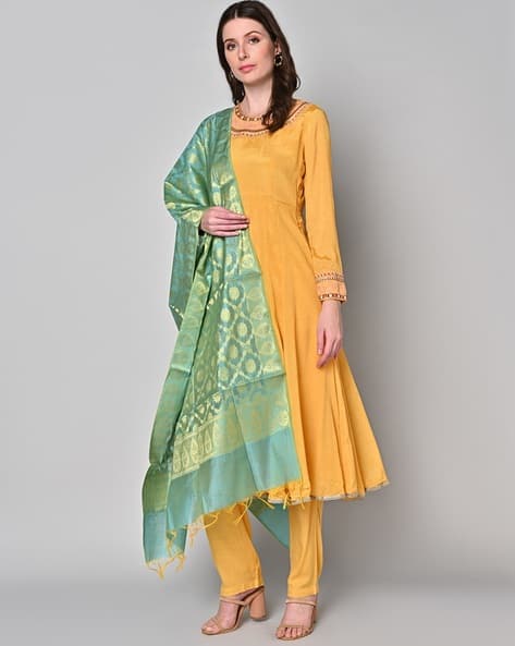 Aarke Ritu Kumar Women Embroidered Anarkali Kurta with Churidar & Dupatta