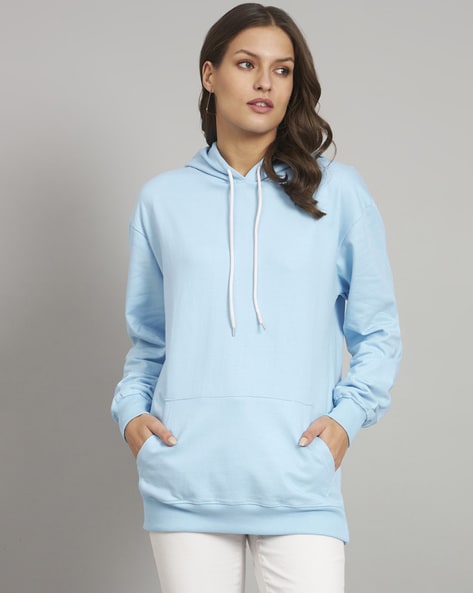 Buy WHITE OVERSIZED ZIPPER-FRONT HOODIE for Women Online in India