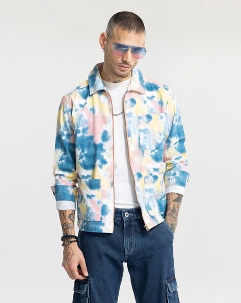 Napapijri Free Strider tie dye jacket in blue | ASOS