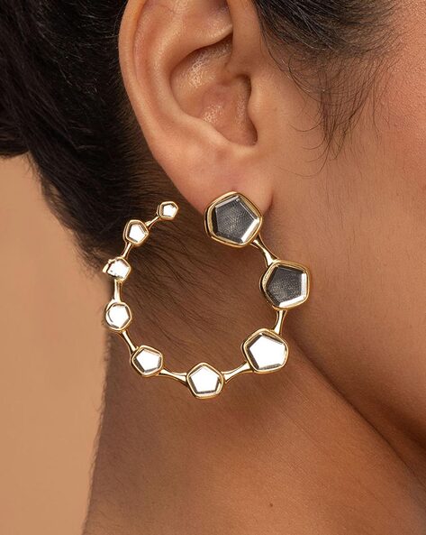 Buy Gold-Toned & White Earrings for Women by Yellow Chimes Online | Ajio.com