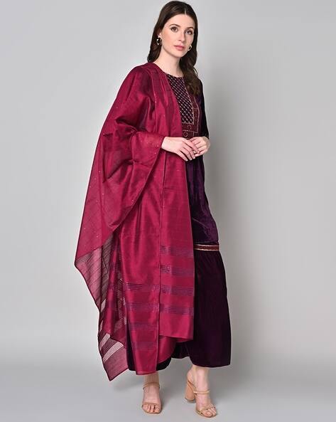 Aarke Ritu Kumar Women Embroidered Straight Kurta with Sharara & Dupatta