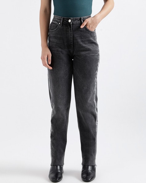 Elle Women Mid-Rise Straight Jeans